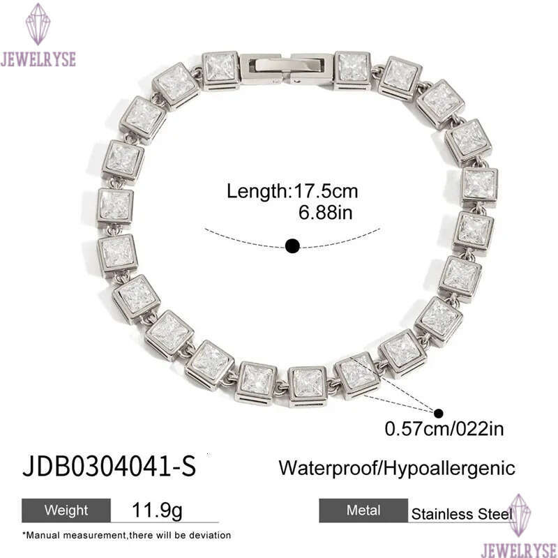 charm gold square heart tennis bracelet designer for woman stainless steel chain love white AAA zirconia diamond bracelets womens jewelry friend birth