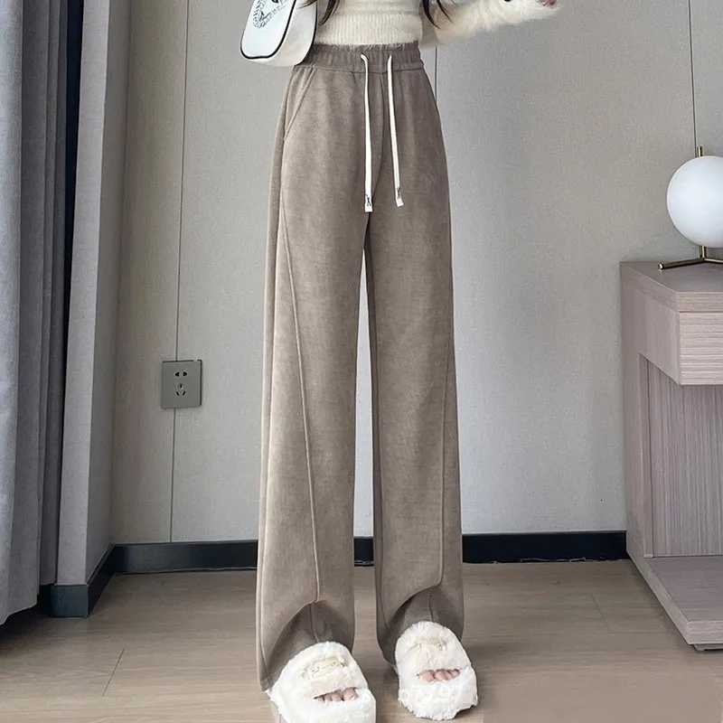 New Autumn Winter Wide-leg Pants for Women High-waisted Loose Slim Casual Narrow-leg Straight TrousersT251208