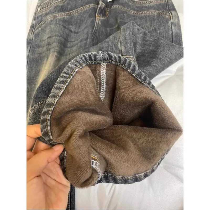 Y2k Pants Jeans for Woman Wide Leg Distressed Denim High Waist Trousers 2025 Winter Vintage Light Blue Comfort Fit RetroT251208