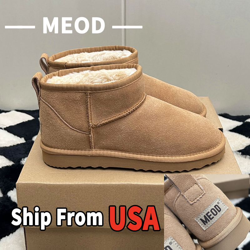 MEOD Designer Boots Women Ultra Mini Slippers Slides Platform Shoes Snow Boot Classic Leather Chestnut Winter Fluffy Boot Fur Slipper Ankle Top Quality With Box