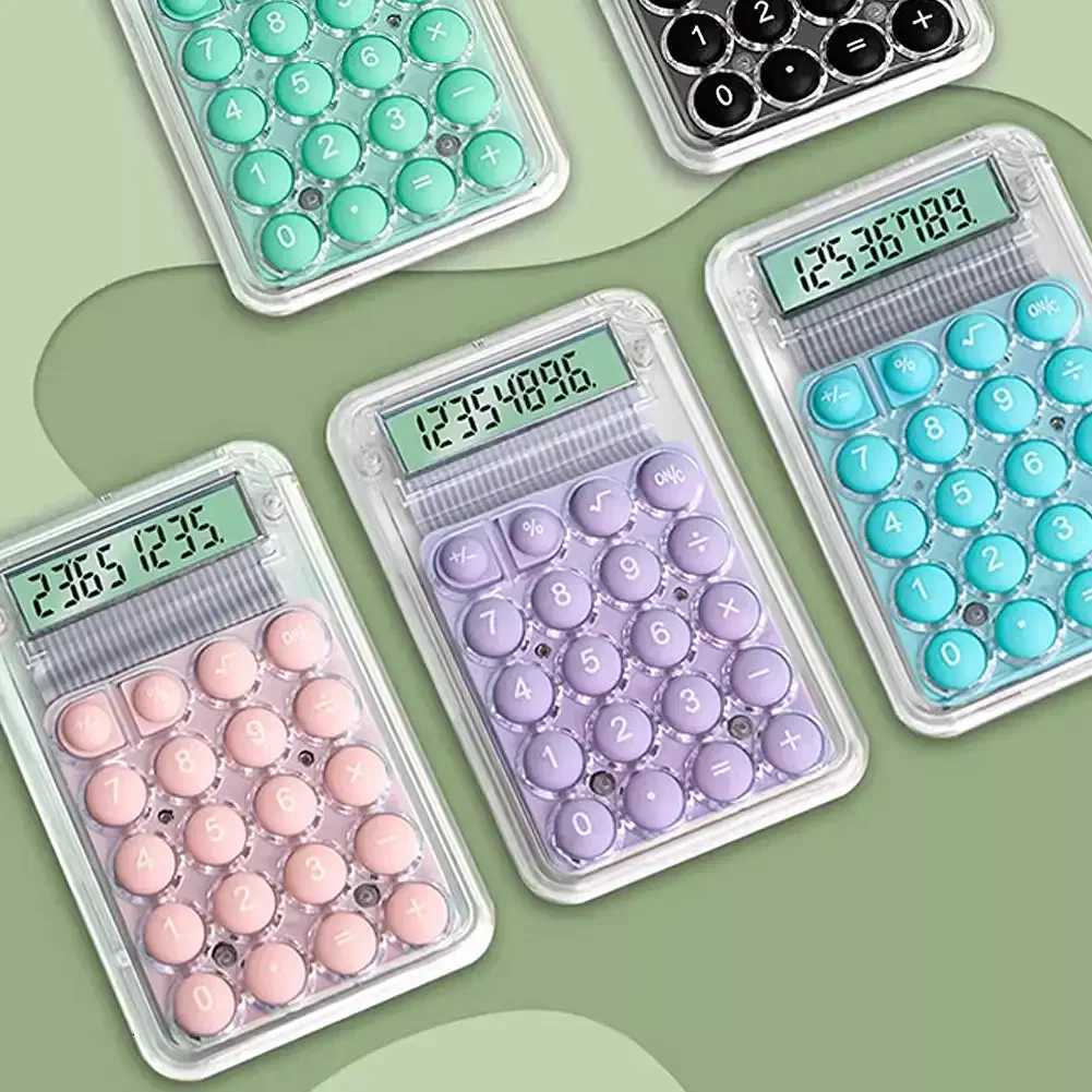 Mini Transparent candy color Calcator Portable Calcator 8 Digits LCD Electronic He Off calcator School Stationery H251208