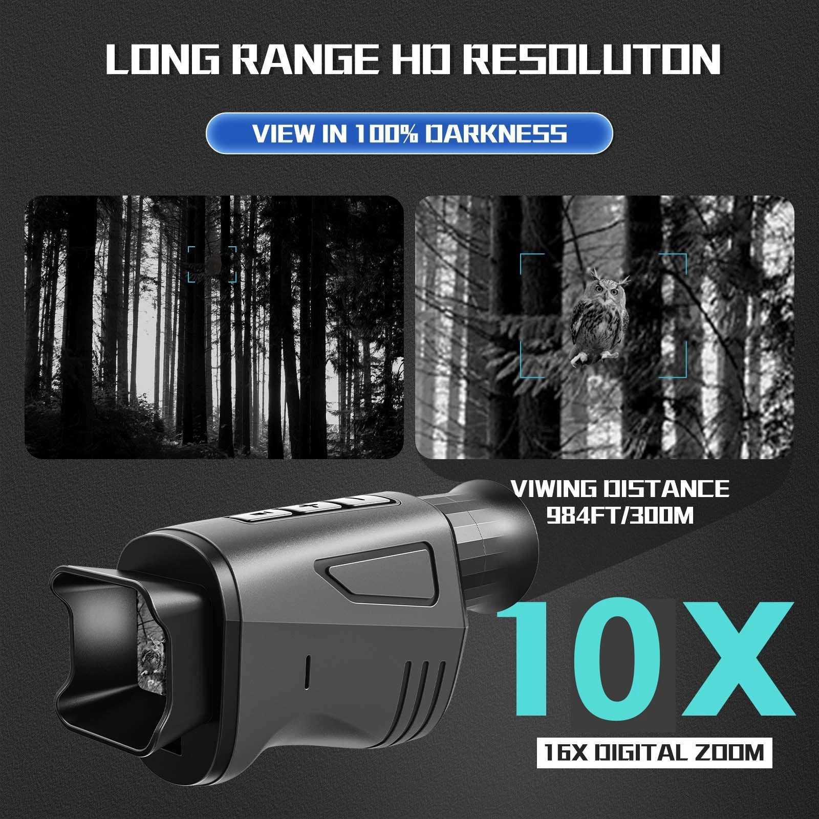 Monocar Night Vision Dev 1080P HD Infrared Camera 10X Digital Zo Hunting Telescope Outdoor Search Fl Darkness 300m C251208