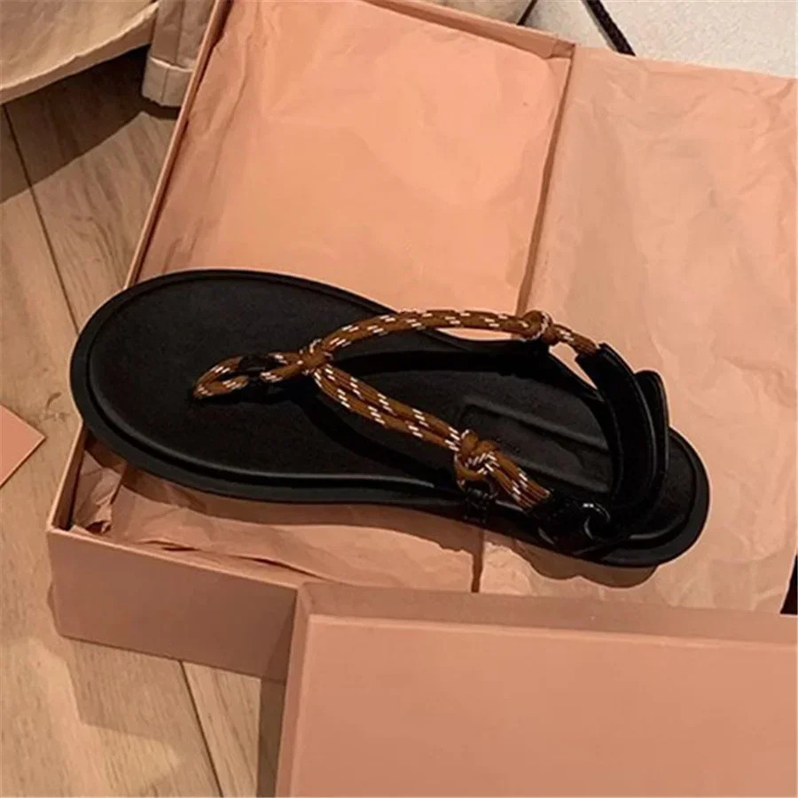 Retro Rope Women Sandals Ladies Casual Flat Shoes Summer Beach Flats Sandalias Mujer 2024 New Holiday Vacation Flip Flops 250605BJ - view 5