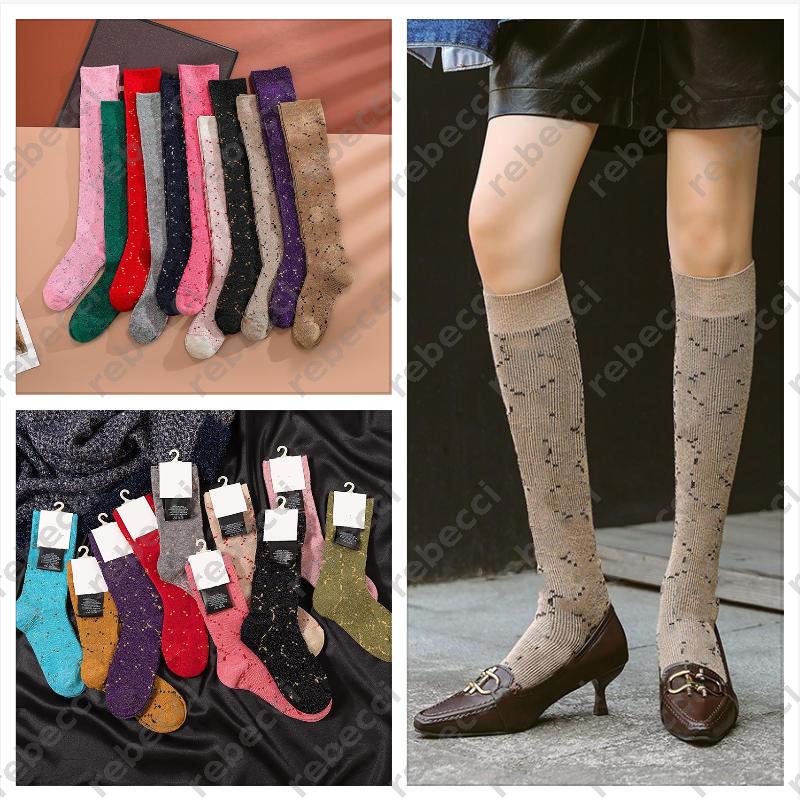 Winter filigree knee-high socks trend bright silk womens stockings college style women fashion street trendy stocking high tube pile socks CSD2512081