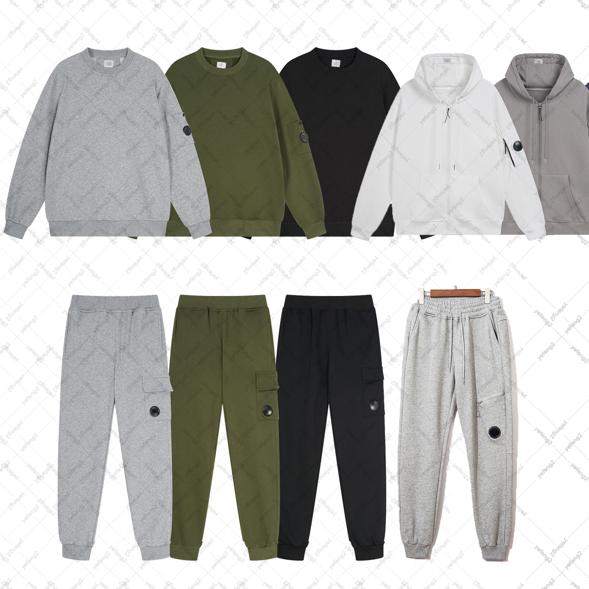 Mens tracksuits cpcompanyyyy tracksuits lens loose solid color round neck pullover casual sweat suit