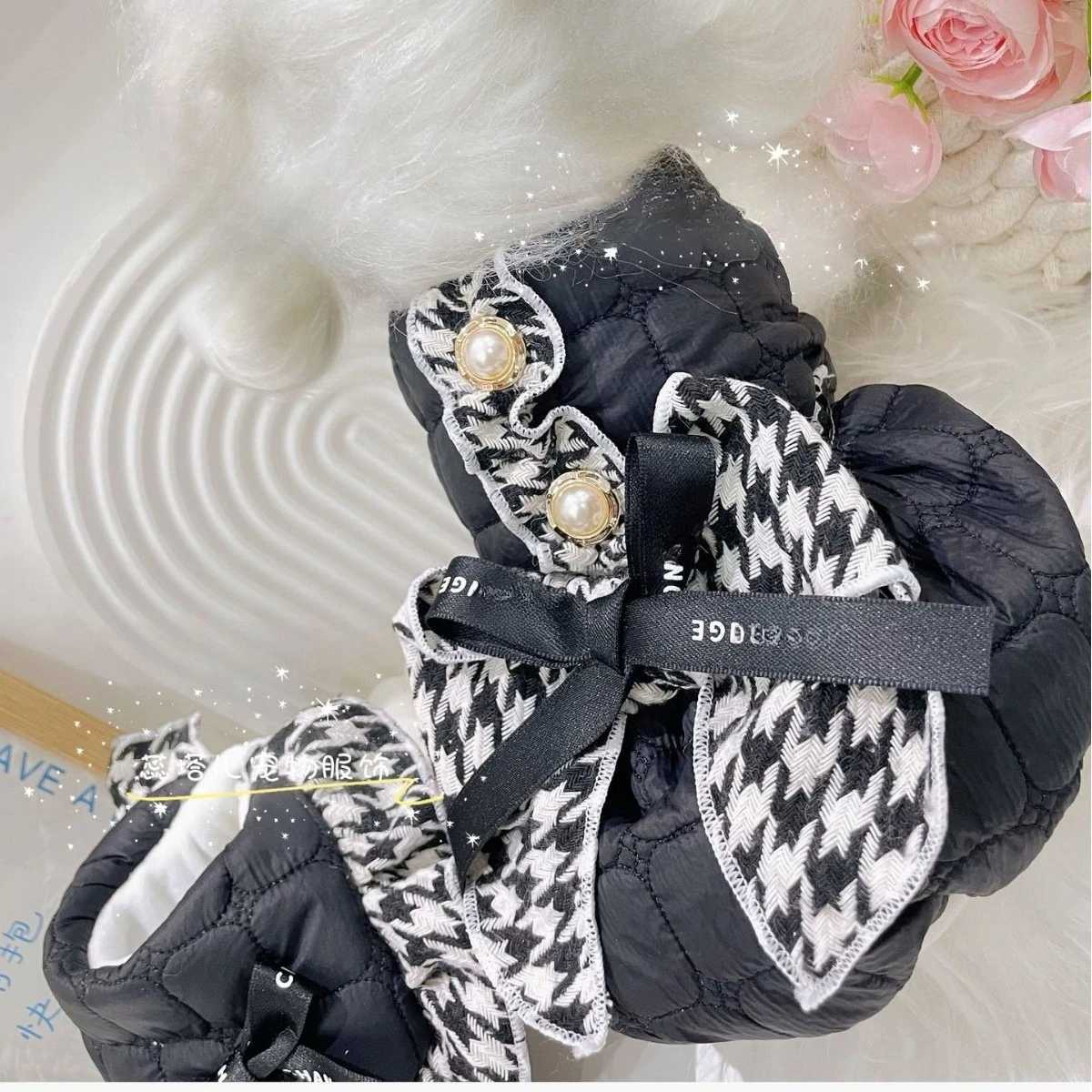 Pet Autumn/Winter Coat Couples Skirt Yorkshire Mattedi Checkered Pumpkin Skirt Winter Coat Puppy Clothes for Small Dogs M251208