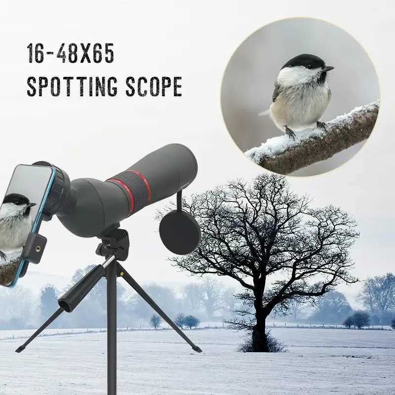 16-4865 Zo Spotting Scope Optical Telescope Monocar BAK4 FMC Waterproof Phone Clip Tripod Bird Watching Photography Outdoor C251208