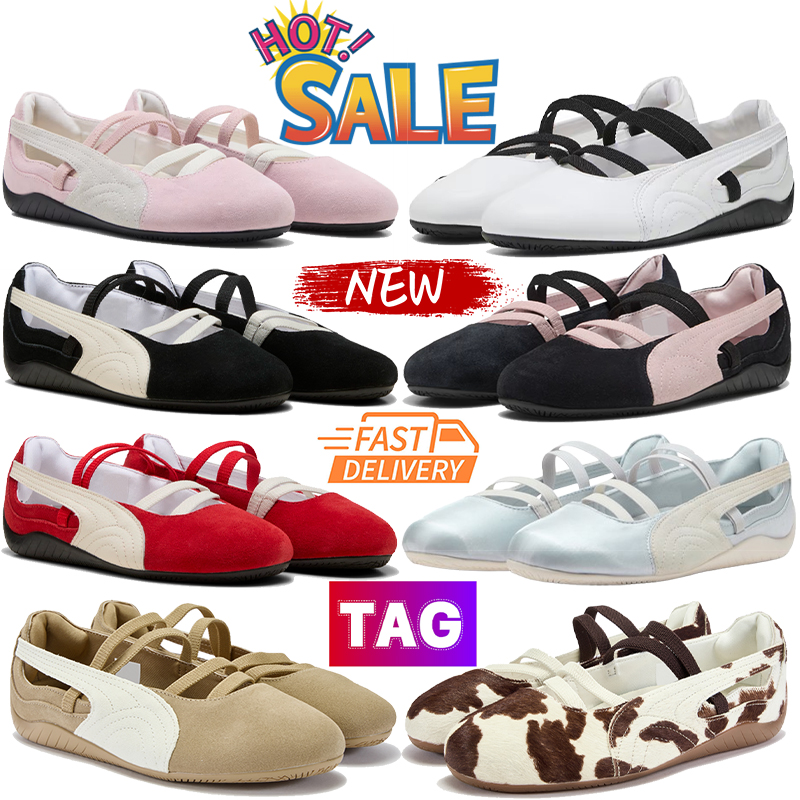 Free shipping designer Womens Sneakers Dress shoes speedcats Casual Shoe ladies ballet fats mens Driving shoes fat suede trainers red white Black Silver Satin USA