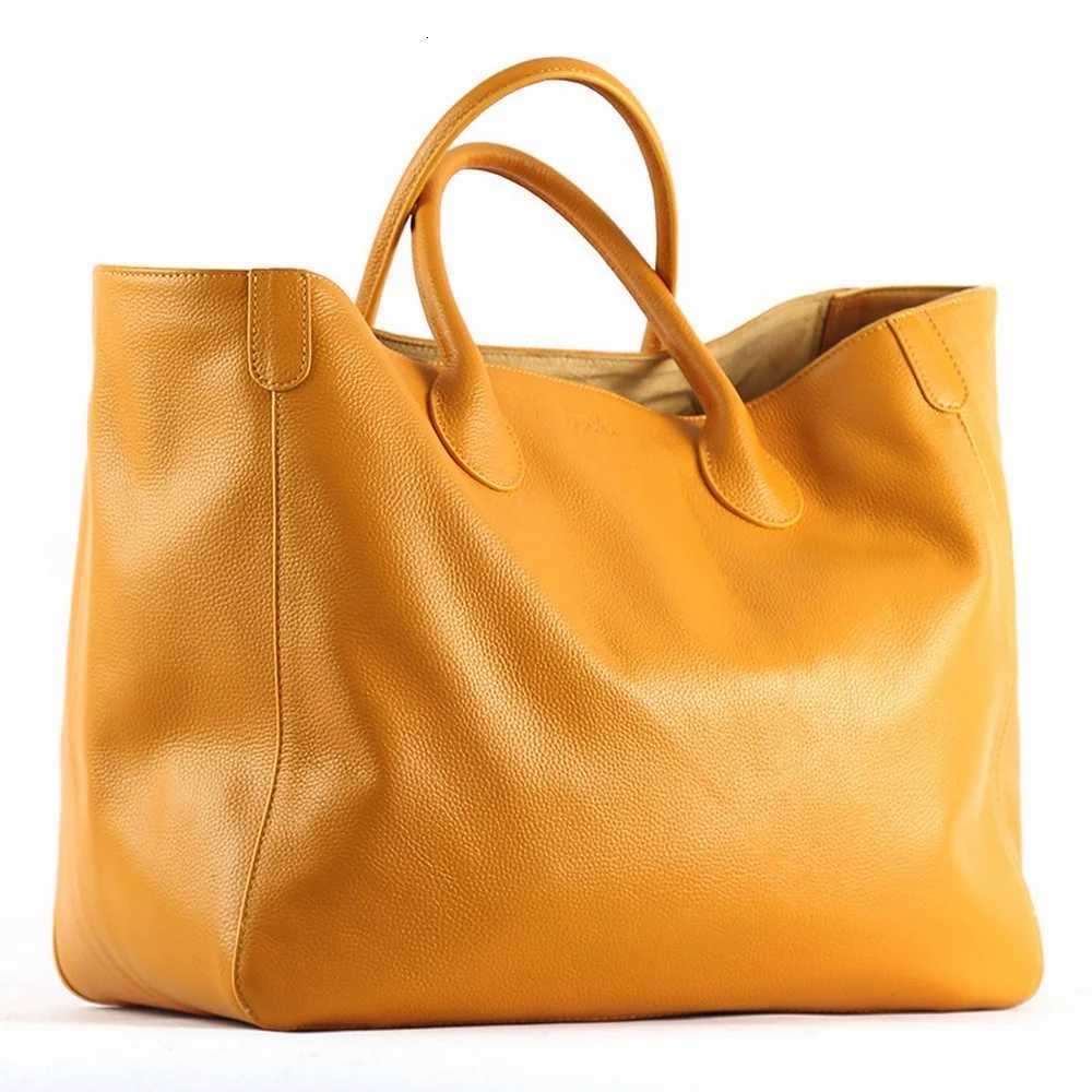 MS Oversized 41cm Big Women Tote Bag 100 Natural Leather Top Cow Hide Leather Handbag Luxury Lady Travel Bag Daily 2023 New C251208