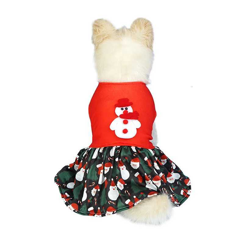 Christmas Pet Dog Dress Cute Santa Reindeer Snowman Print Puppy Princess Skirt Festive Apparel for Small Medium M251208