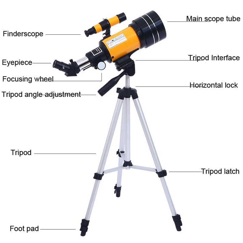 F30070M Professional Astronical Telescope AZM70300 HD High-Power Portable Tripod 150 Times Zo Night Vision View Moon Star C251208