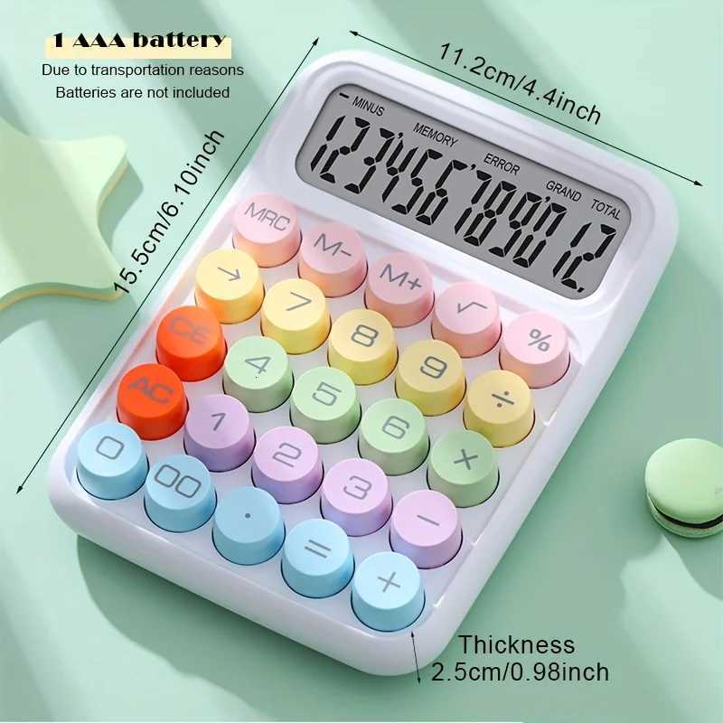 1pc 12-digit large LCD display and big round button desktop calcator for ible keyboard calcator for off school H251208