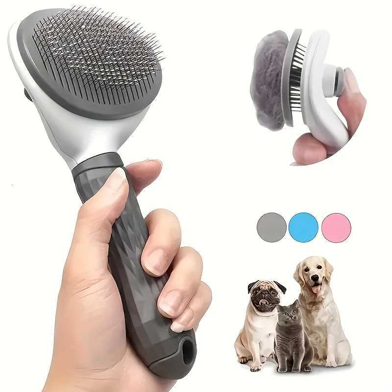 Easy One-Click Pet Hair Removal Brush - Gentle Grooming for Dogs Cats Pet Grooming M251208