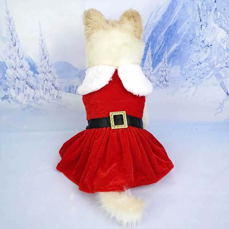Cute Pet Dresses Christmas Festival Party Costume for Small Dogs Cats Red Princess Skirt Gifts Yorkshire French Bulldog Clothes M251208