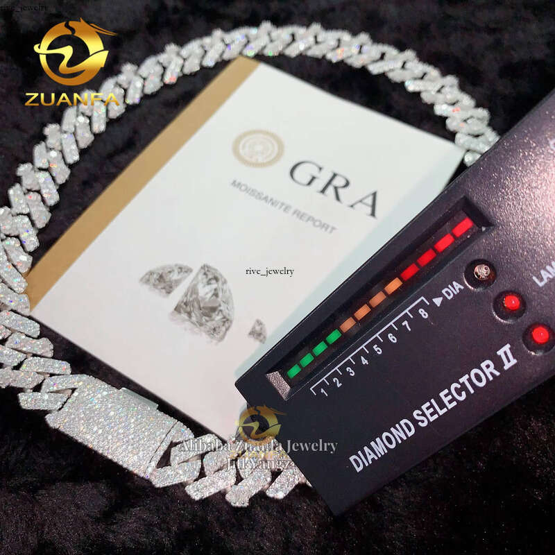 VVS Moissanite Promotional Special Price Sale 18mm Button Design GRA Certified Cuban Link Silicon Stone Chain Necklace
