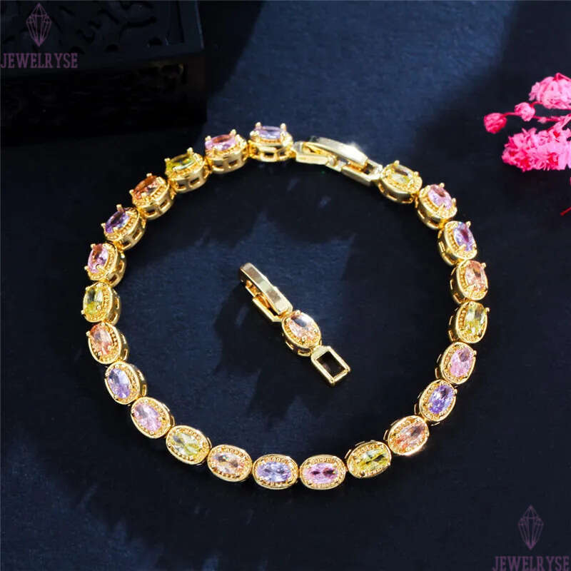 fashion womens diamons bracelet desinger for woman jewelry colorful AAA cubic zirconia charm 18k gold purple crystal copper bracelets bangles party gi