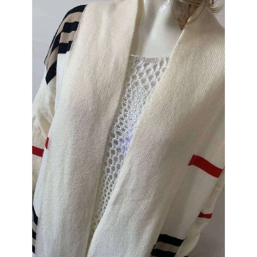 Spring Autumn Coats Casual Stripes Knitted Clothes Women Oversized Cardigan Long Sweater Coat