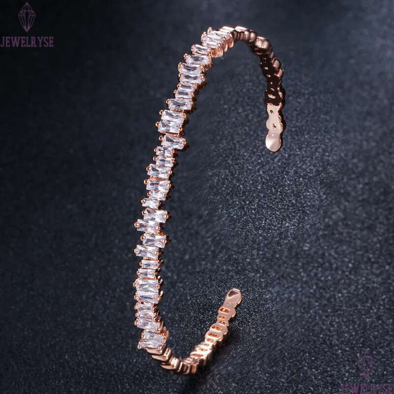 Cubic Zirconia Cuff designer Opening Adjustable bracelet Luxury Fashion Copper Rose Gold Silver Irregularity Bracelets jewelry For Women Friend Gift
