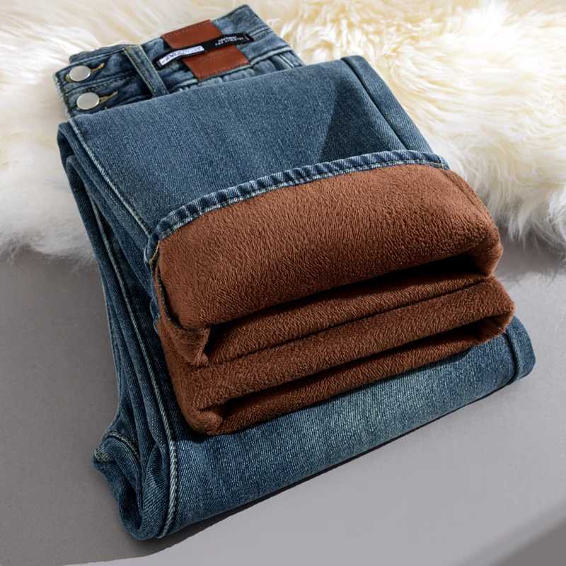 Jeans for Woman Y2k Pants 2025 Winter Wide Leg Trousers High Waist Loose Fit Stretch Comfort Retro Fashion Fleece Lined WarmT251208