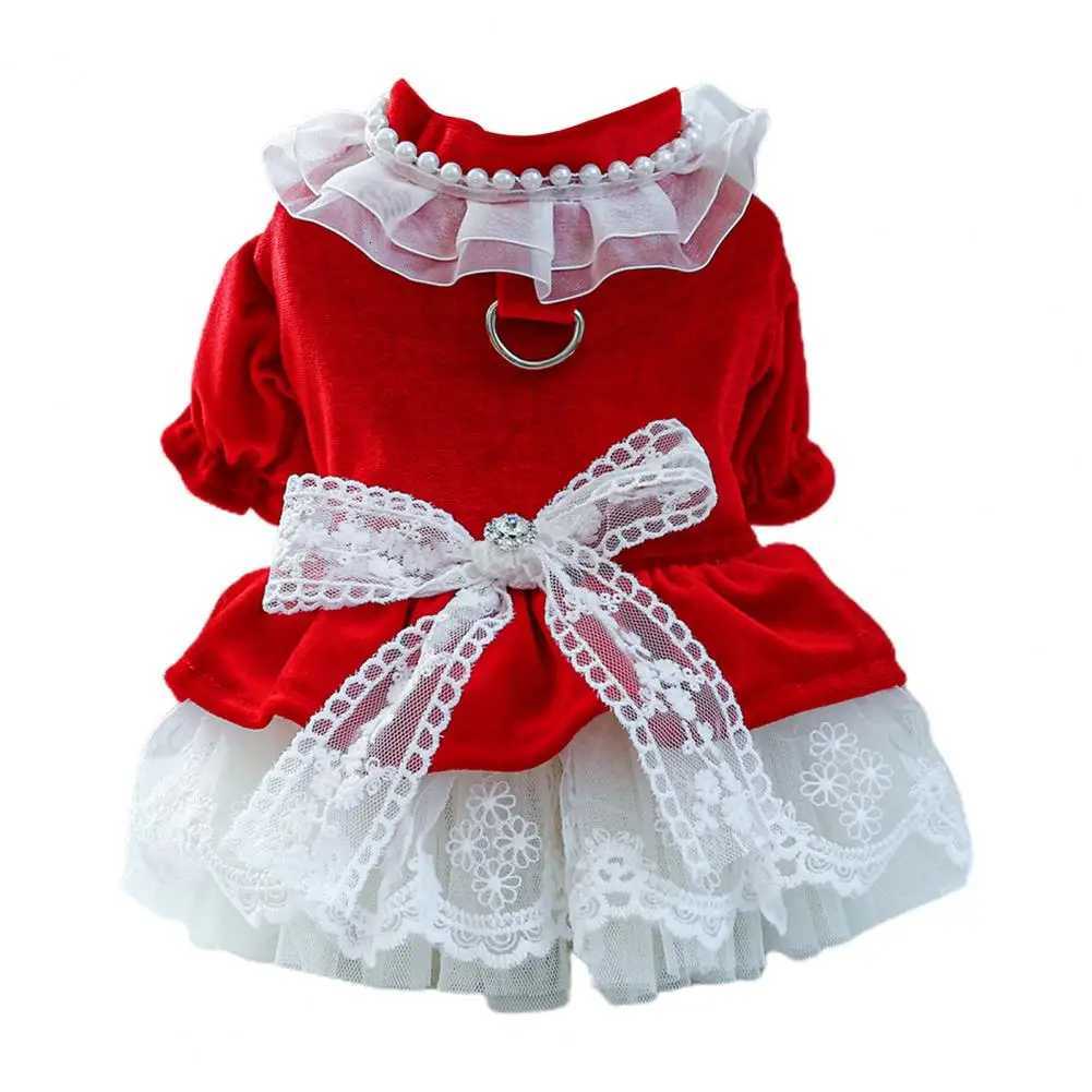 Charming Dog Princess Dress Bow Tie Lace Trim Breathable Mesh Stitching Chihuahua Dog Clothes for Small Dogs M251208 - view 5