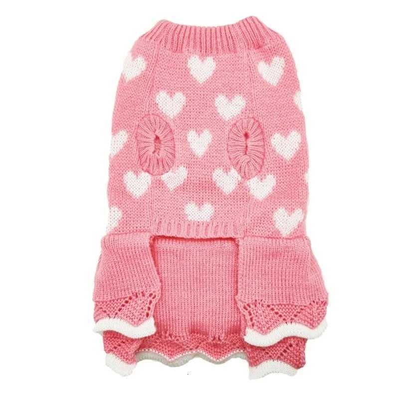 Fashion Heart Pattern Turtleneck Knitdress for Small Dog Cats Autumn Winter Wear K2WE M251208
