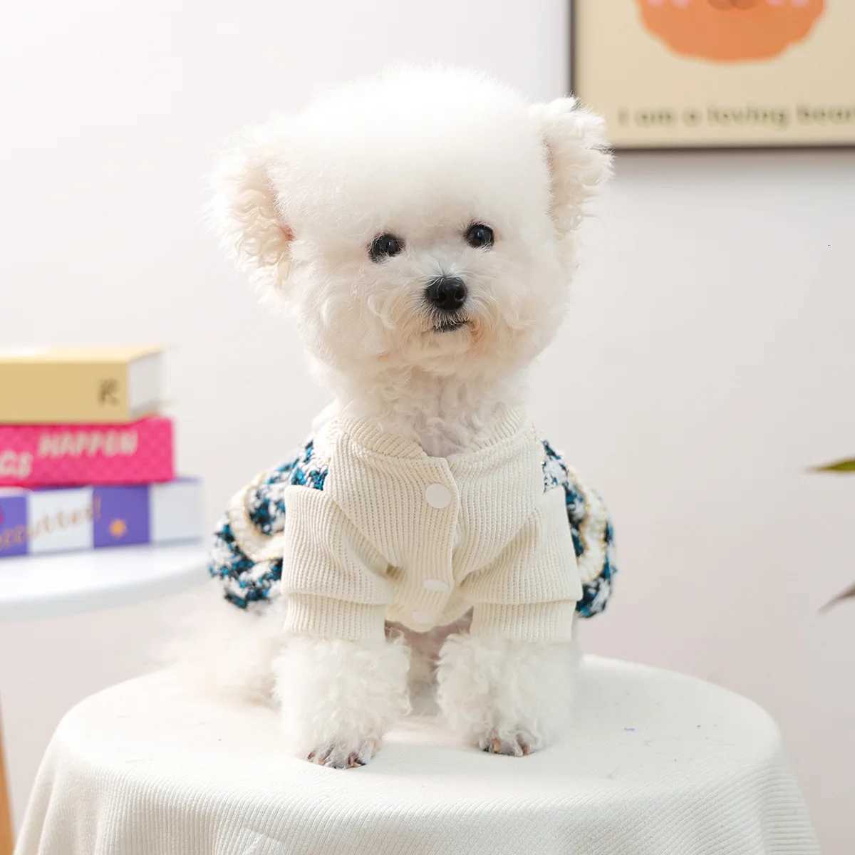 Autumn Winter New Pet Clothes Dog Cat Warm Comfortable Houndstooth Dress With Bowknot Princess Clothe For Small Dog M251208