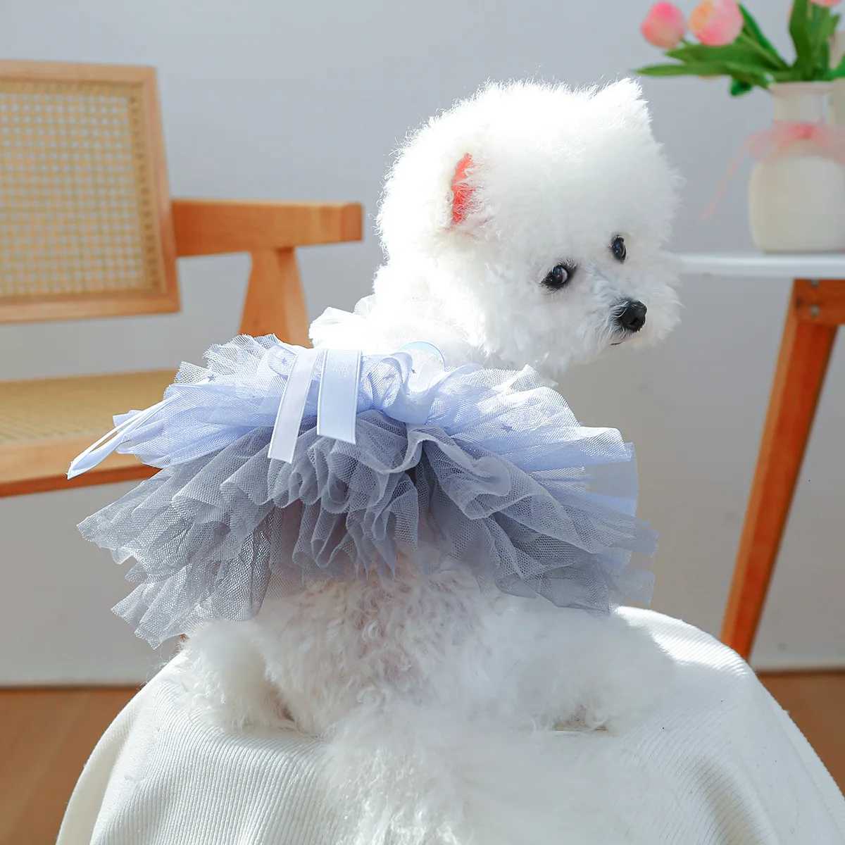 Spring Summer New Bow-knot Princess Wedding Skirt For Small Medium-sized Dogs Dress Breathable Cool Comfortable Pet Clothes M251208