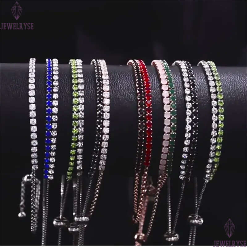 2.5mm diamond colorful tennis bracelet designer for woman round iced out chain mens bracelets black AAA zirconia silver chains man womens jewelry leng