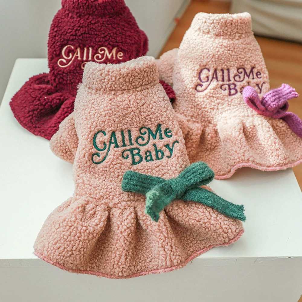 Pet Dog Clothes Winter Thicken Princess Skirt Bowknot Dress For Small Puppy Dog Cat Chihuahua Yorkie Pet Apparel M251208