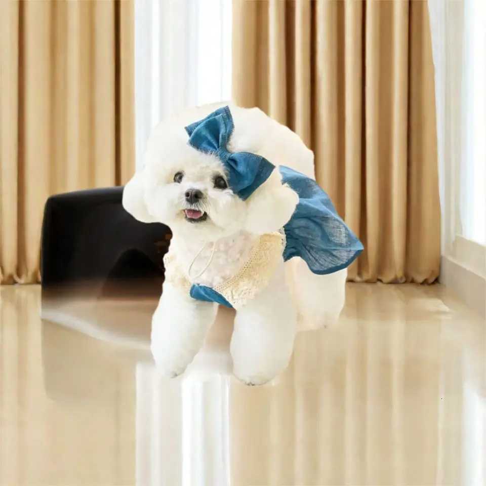 Fashion Lace Pet Lace Denim Dress Soft Thin Dog Vest Breathable Comfortable Cat Princess Skirt Puppy M251208