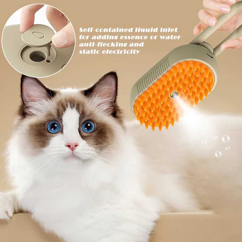3-in-1 Dog Hair Brush Cat Hair Brush Electric Pet Cleaning Brush Steam Spray Brush Massage Hair Removal Comb Anti Flying Brush M251208