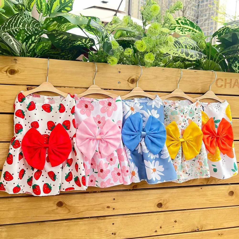 Dog Princess Dress Summer Kitten Pet Skirt Cute Printed Bow Lace Dog Dresses for Small Medium Puppies Poodle Chihuahua Apparel M251208