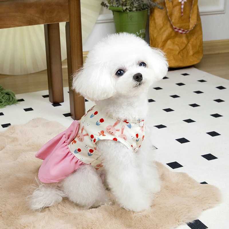 Pet Dog Easter Dresses Bunny Print Skirt for Small and Medium Girl Dogs Photography Outfits M251208