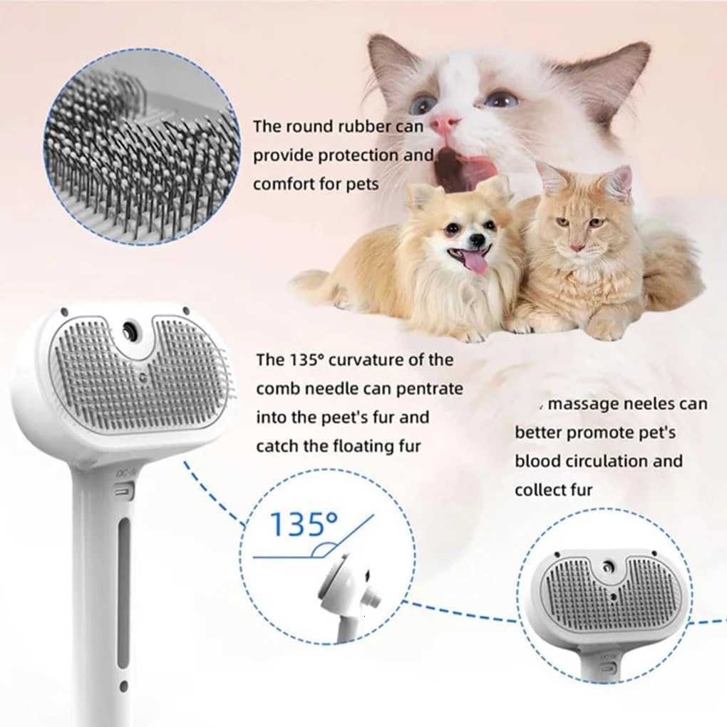 Pet Spray Grooming Comb Steamy Floating Hair Removal Cleaning Steam Brush Styling supplies For Dogs Cats Accessories M251208 - view 5