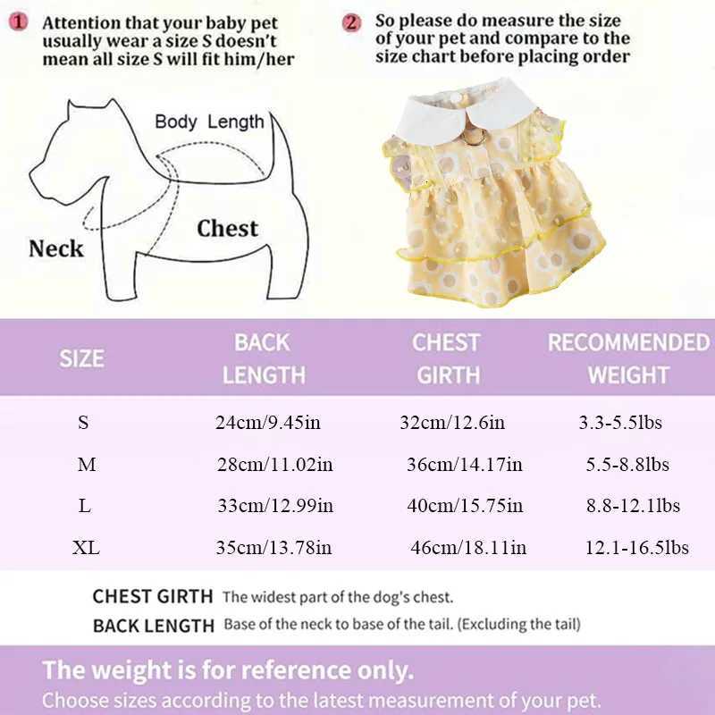 Puppy Traction Skirt Floral Lace Dog Dress with Collar Pet Dress Small Medium Dogs Cats Breathable Puppy Skirt Teddy Pet Clothes M251208