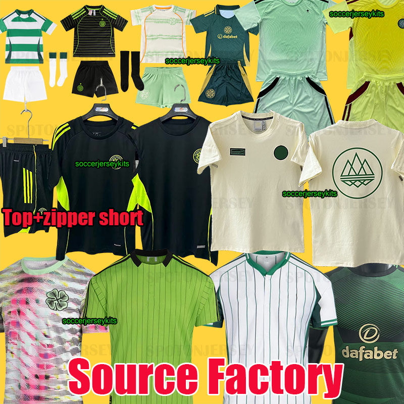 2025 2026 celticfc soccer jerseys celts home green away yellow football shirts men kids sets kit 25 26 3XL 4XL cotton round neck t shirts