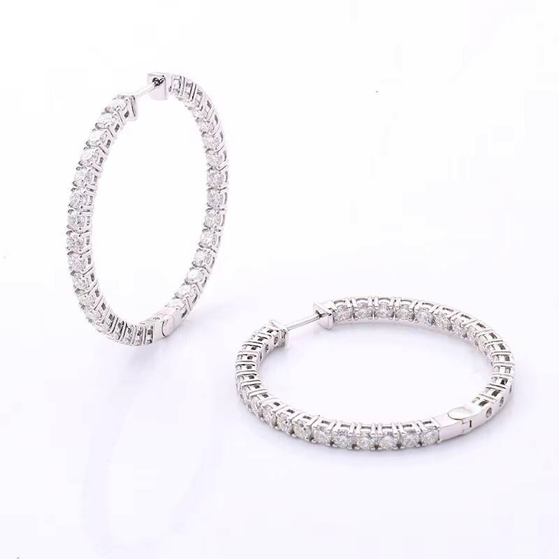 Provence Jewelry Bridal Design Women Moissanite Earrings 18k Gold Full Moissanite Diamond Hoop Earrings