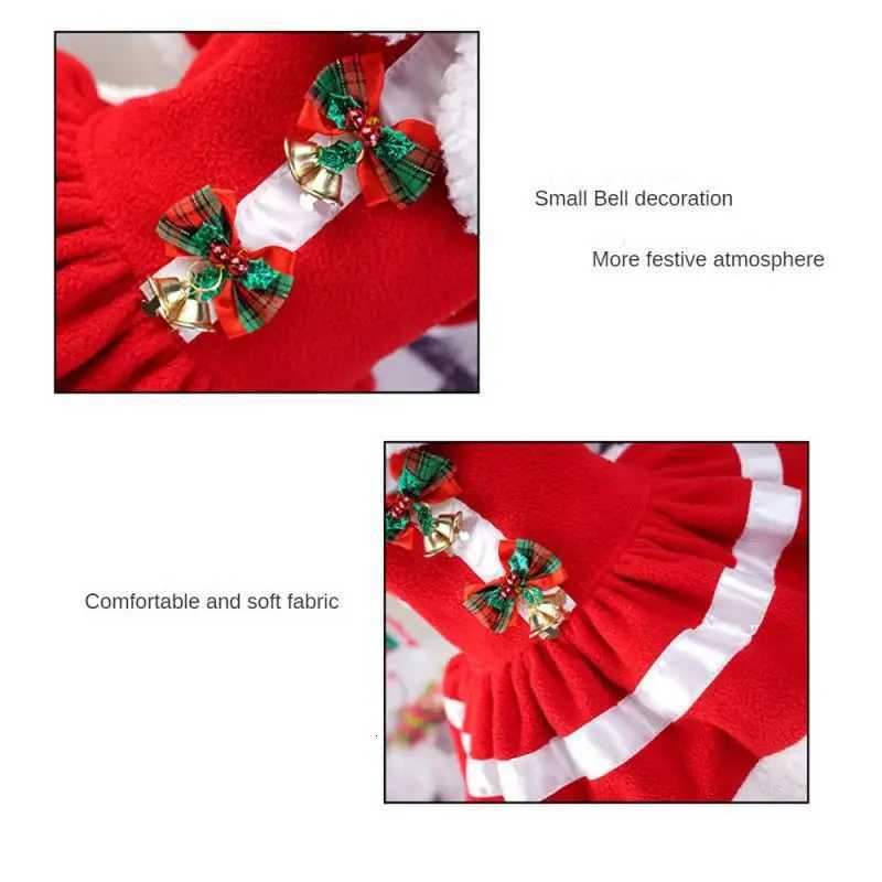 Dog Christmas Dress Kitten Puppy Xmas Pretend Skirt for Small Middle Dogs Fleece Clothes French Bulldog Poodle Costume M251208