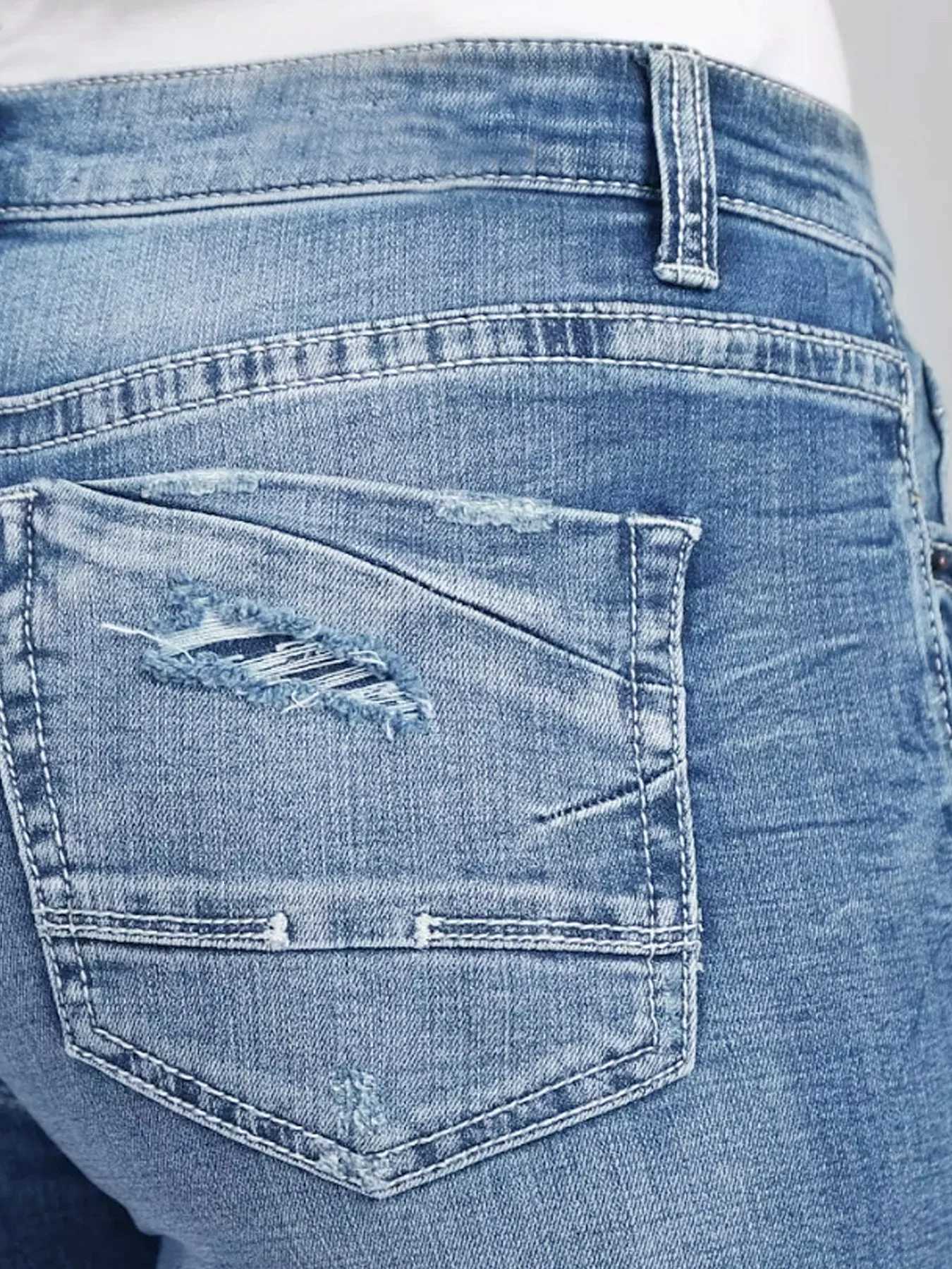 Womens pocket-breaking casual Bermuda Denim shortsT251208