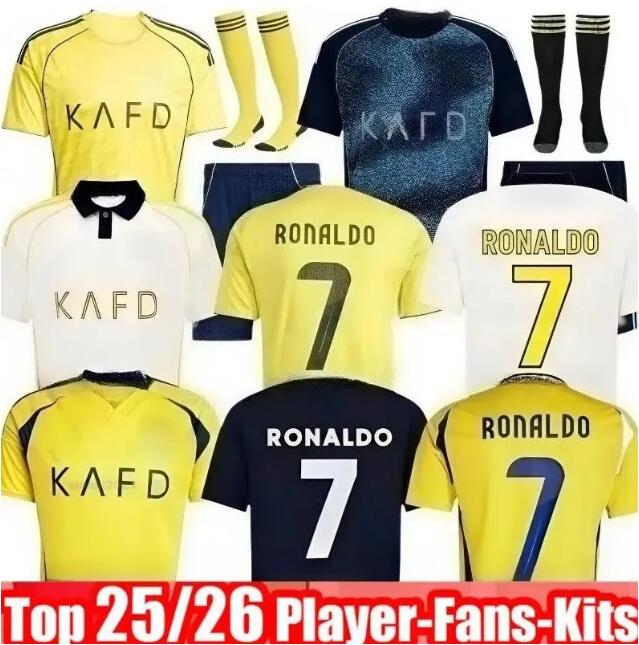 2025 2026 Al Nassr FC Soccer Jerseys Ronaldo CR7 25 26 Home Away Third Gonzalo Martinez Talisca Ghislain Konan Vincent Aboubakar Fans Player Football Shirt Men Kids