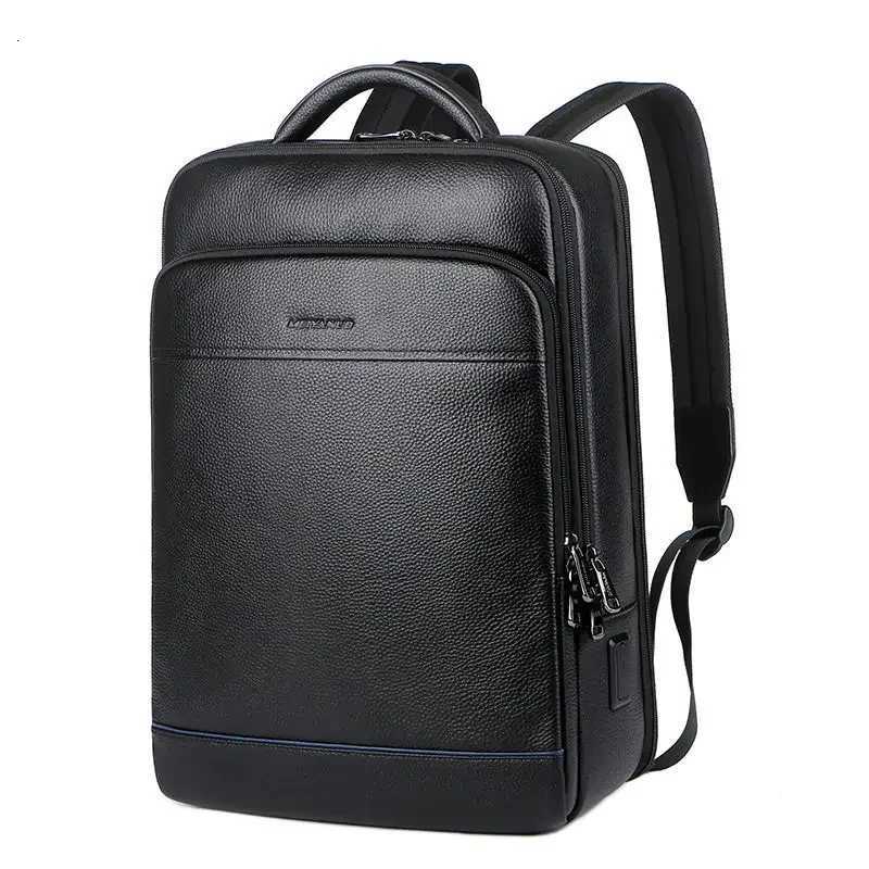 2024 FAshion Cow Genuine Leather Men Backpacks Real Natural Leather Student Backpack Large Computer Laptop Bag K251206