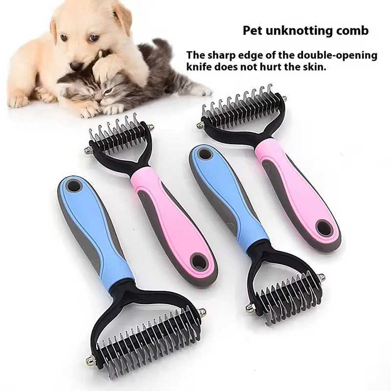 Professional Pet Deshedding Brush 2 Sided Dematting Dog And Cat Hair Remover Pet Hair Knot Cutter Dogs Grooming Shedding Supplie M251208