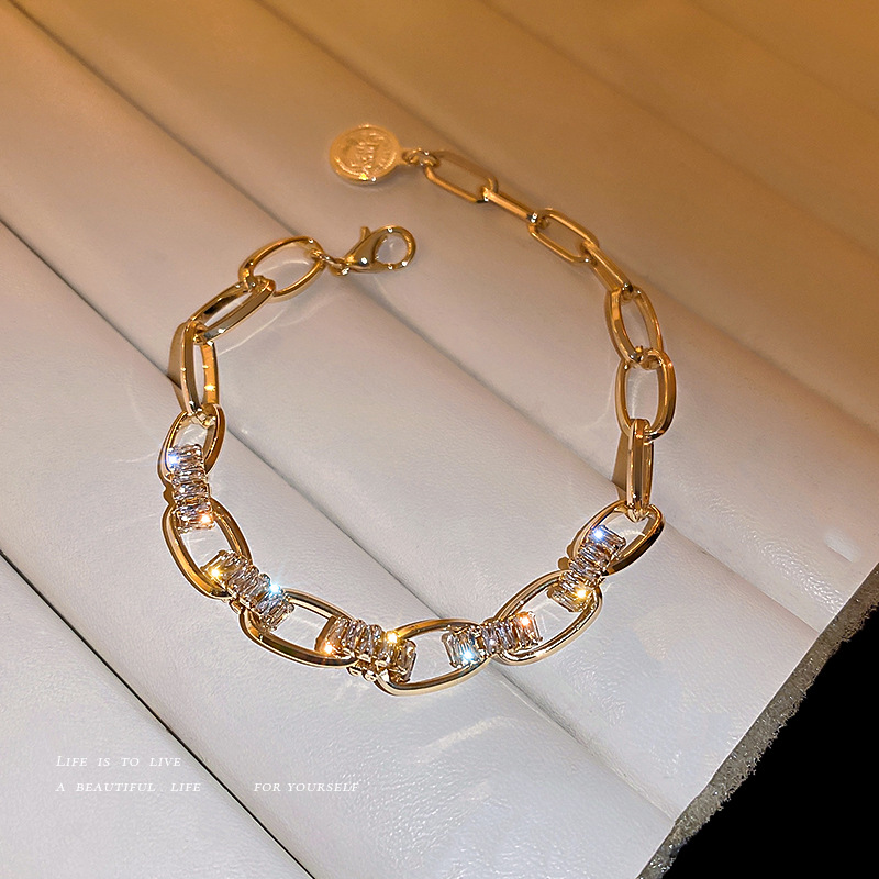 Zircon Chain Geometric European and American Light Luxury High-end Fashion Bracelet Elegant Temperament Hand Accessories Summer Trendy Style - view 5