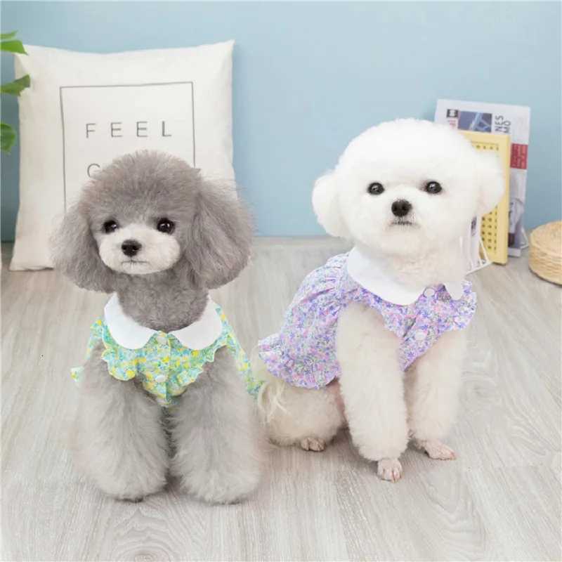Dog Dress Summer Floral Pet Skirts Cat Sweet Dresses Chihuahua Yorkie Clothing Soft Breathable Puppy Costume Girls Dog Clothes M251208