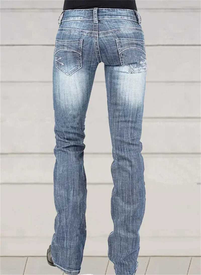 Low-waisted Women Flared Jeans Fashion Vintage Whitish Blue Washable Denim Pants Slim Fit Trousers Female Chic Casual StreetwearT251208