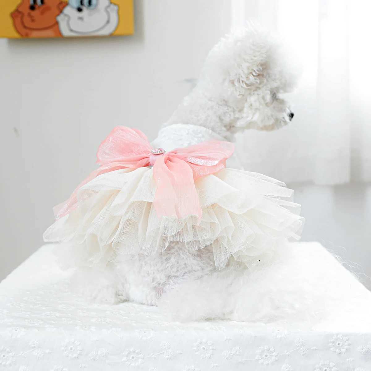 1PC Pet Clothing Cat Spring/Summer Thin White Micro Wedding Dress Princess Dress Suitable for Small and Medium Dogs M251208