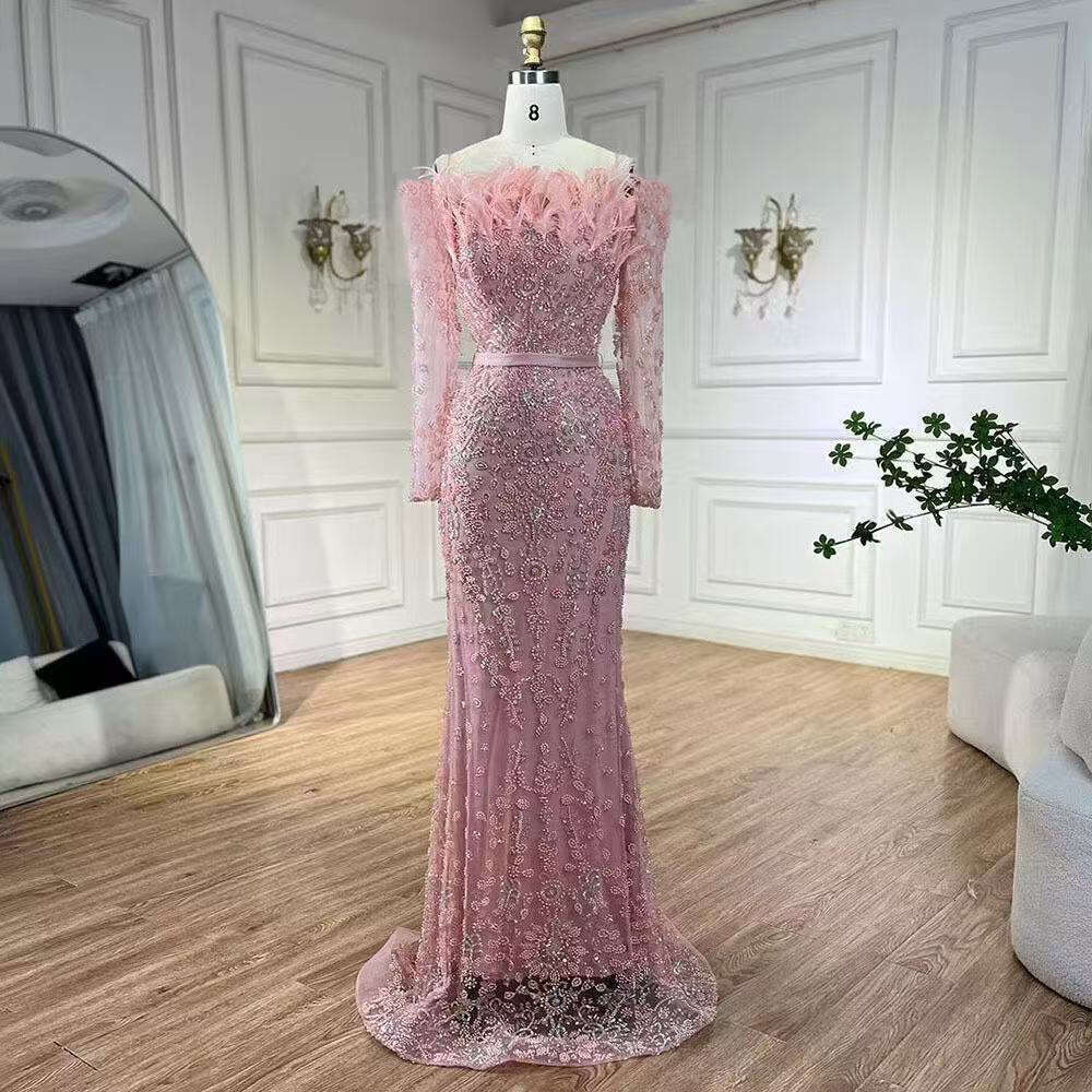 Evening Dress For Women Designer Luxury 2026 Black Off-Shoulder Feather Mermaid Gown Elegant Socialite Banquet Host Evening Dress