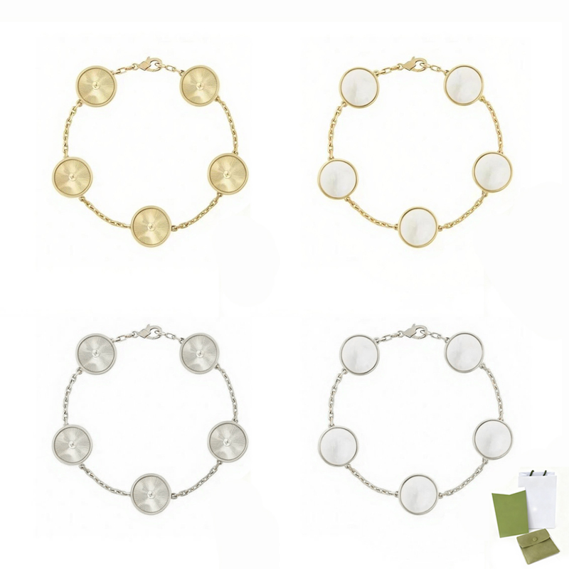 Classic Flower Bracelet Designer For Women 2 Sided White Mother Of Pearl Four Leaf 5 Motif Clover Bracelets Designer Plated Gold Jewelry Woman Christmas Gift With Box