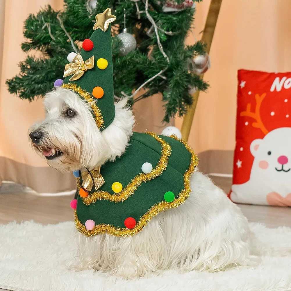 Lovely Christmas Dog Cape Festive Pet Cloak Christmas Role-Play Outfit Christmas Tree Dog Dress Funny Pet Christmas Clothing M251208