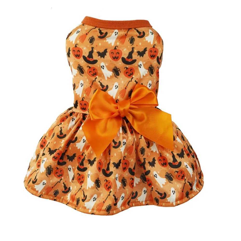 Pet Pumpkin Frock Bat Print Dress Dog Costume Apparel Halloween Dog Clothes Festival Cosplay Puppy Clothes Funny Pumpkin Spider M251208